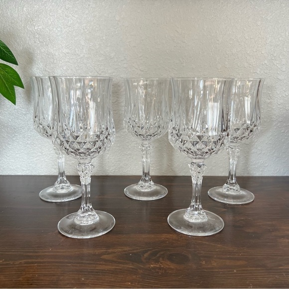 Cristal D'Arques Durand Longchamp Clear Glasses Blown Glass Heavy Water Wine 5 - Picture 1 of 10